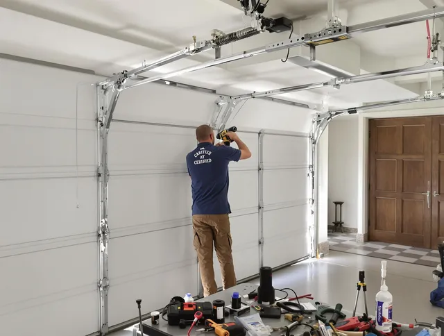 Stonington Garage Door Repair certified technician performing precision garage door repair in Stonington