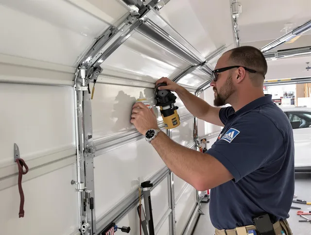Stonington Garage Door Repair technician quieting a noisy garage door in Stonington